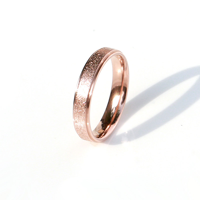 JAPAN AND SOUTH KOREA SIMPLE BASIC FROSTED TITANIUM STEEL PLATED 18K ROSE GOLD FINE SECTION INDEX FINGER RING FEMALE MALE COUPLE TAIL RING INS