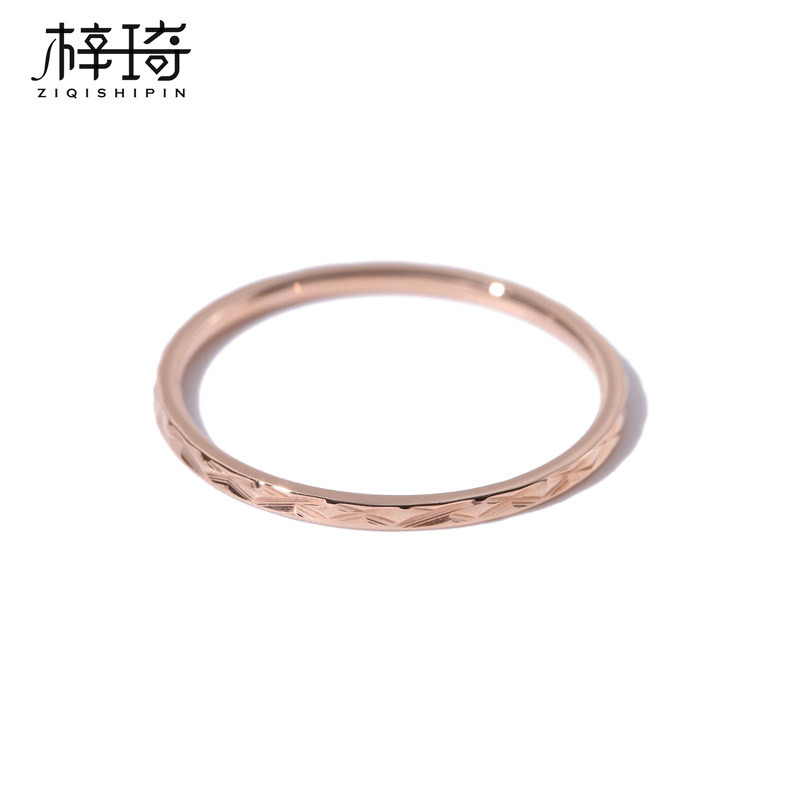 JAPANESE AND KOREAN PERSONALITY TRENDY SIMPLE THIN INDEX FINGER RING FEMALE TITANIUM STEEL PLATED 18K ROSE GOLD TAIL JOINT RING