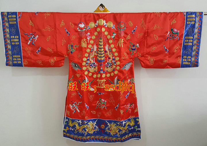 新款正宗正一派服装 玉罗宵台法衣/道袍 盘金线单层小袖道服红色