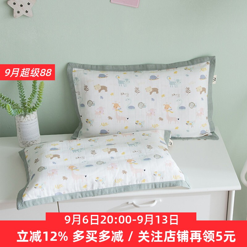 卡通幼儿园儿童枕套全棉双层纱布图片