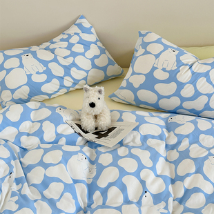 豆爸直播福利 A类裸睡全棉针织棉四件套超柔软纯棉天竺棉被套枕套