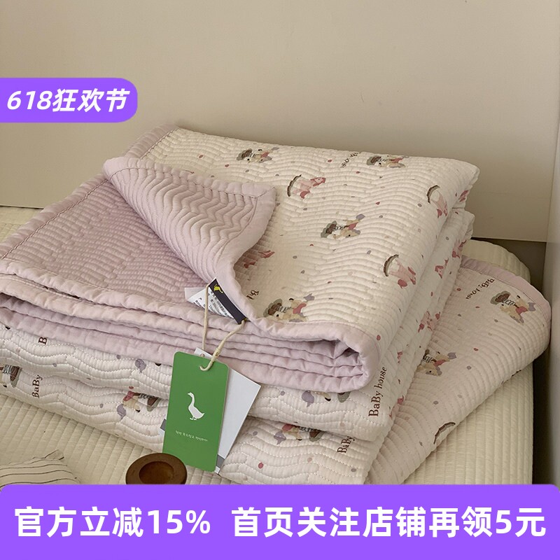 大鹅高级感绗缝莫代尔床盖单件可机洗榻榻米夏凉感防滑床单软凉席