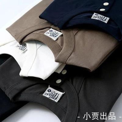 长袖基础百搭青年纽扣领