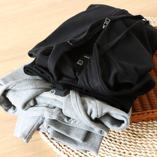 外套日单尾货春秋运动帽衫 高克重纯棉毛圈日系连帽开衫 卫衣拉链式