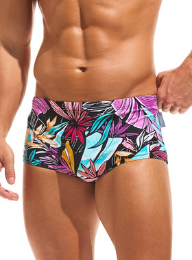 TADDLEE速干印花三角泳裤温泉沙滩防尴尬男士大码泳衣装备