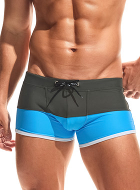 TADDLEE男士平角游泳裤撞色速干防尴尬海滩温泉大码泳装装备