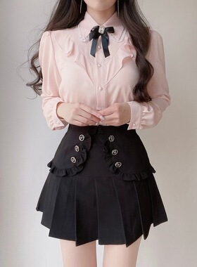 八1126韩国东大门衬衫区4504037直邮原宿甜美风格秋冬学院韩版