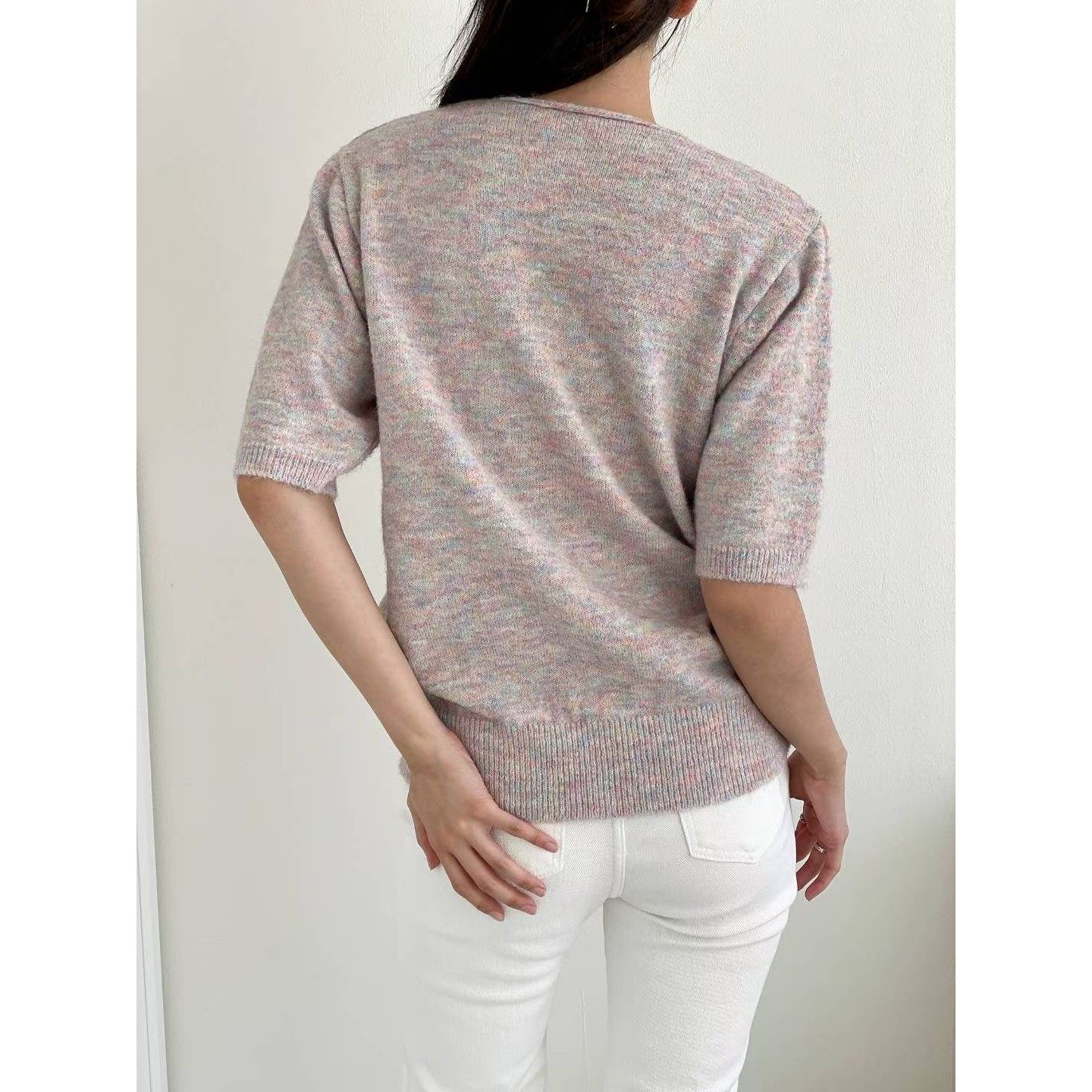 八1017韩国东大门运动户外针织衫区4463297流行通勤浪漫纯色档口