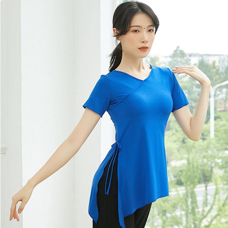 新款古典舞蹈服上衣女中国现代舞短袖莫代尔练功服跳舞形体舞蹈服