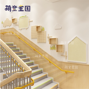 幼儿园环创楼梯间走廊过道实木与pvc碰撞 2文化墙简约风自然主题