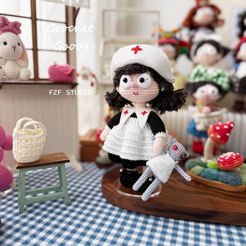 FZF手作钩织可爱护士丝丝材料包DIY礼物,服饰配件/皮带/帽子/围巾,DIY编织材料包,淘宝优惠券,粉丝福利购,淘宝优惠卷