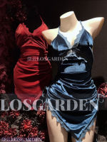 【 Belmod 】 Red velvet adjustable high slit to cover the lower abdomen and make one look slimmer sleeping dress thumbnail 3