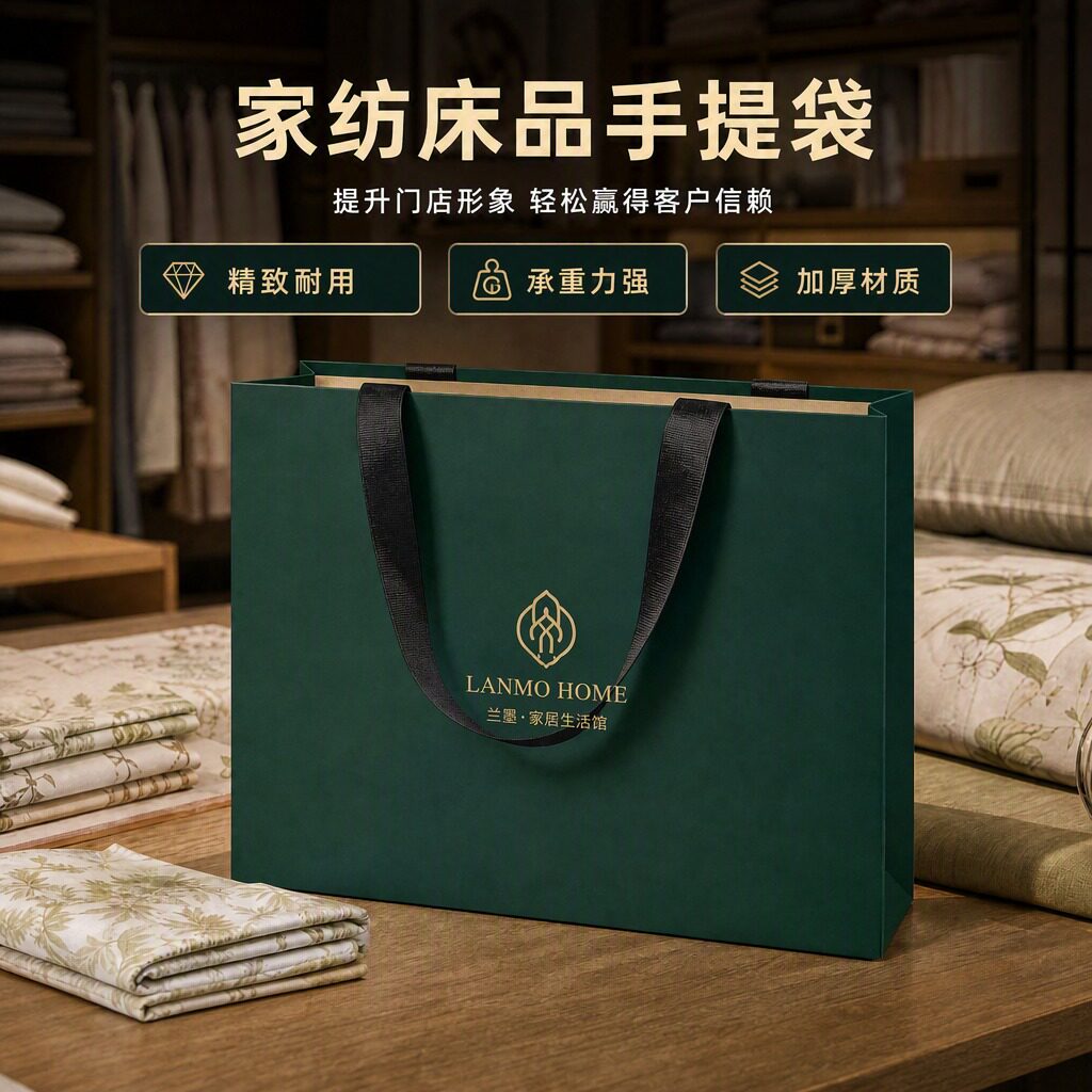 高端家纺床品店手提袋定制纸袋大容量床单四件套礼品袋包装袋X201