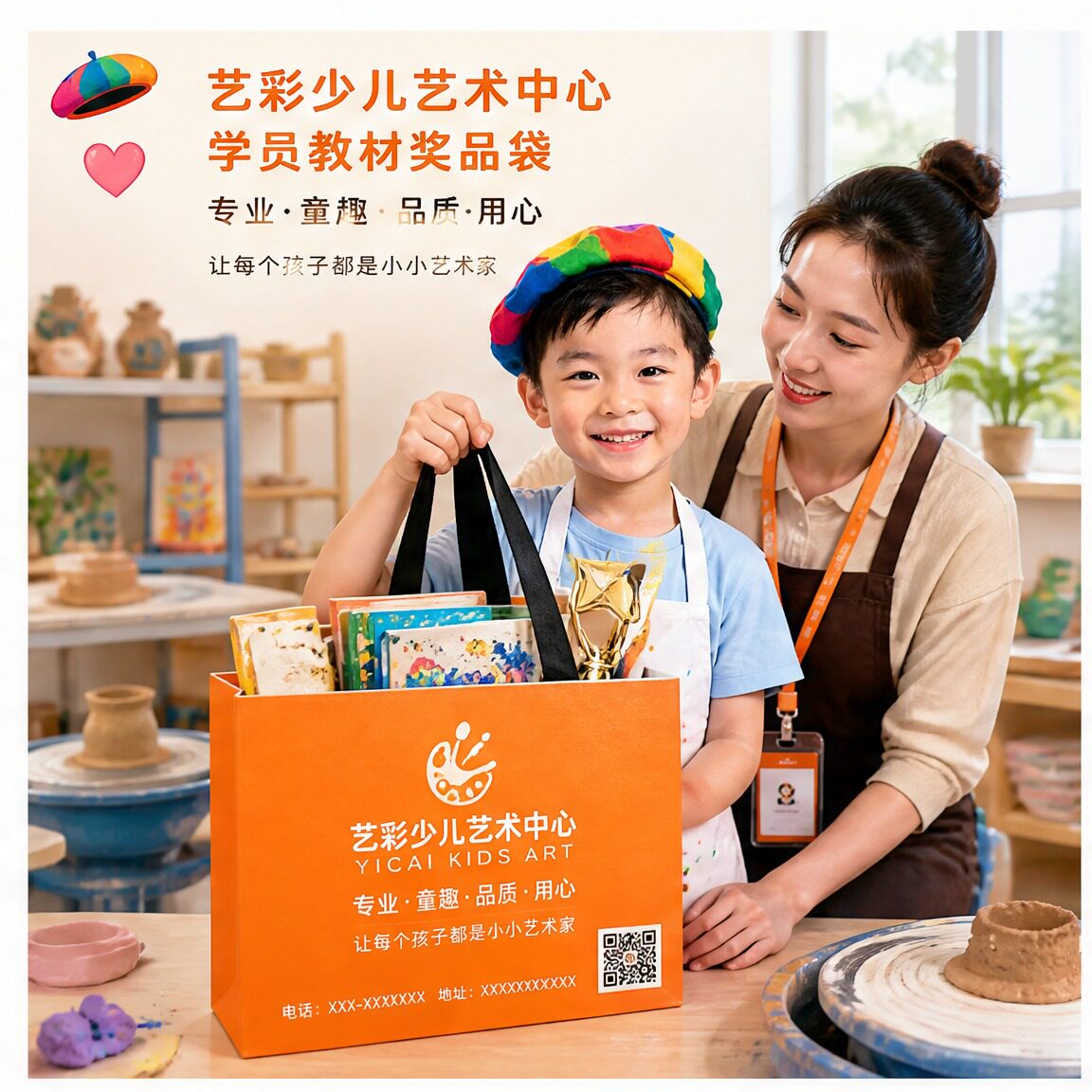 少儿艺术培训机构手提袋定制纸袋伴手礼包装袋学生教材购物袋X338