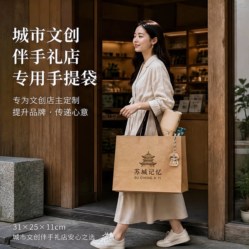 精致纸袋手提袋定制景区文创店纪念品礼品袋大号特产购物袋X207