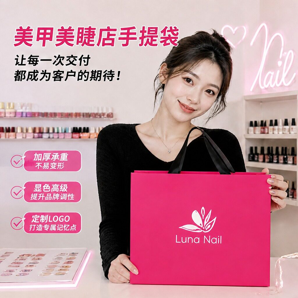 美甲美睫店手提袋定制礼品袋会员伴手礼假睫毛穿戴甲包装袋子X162