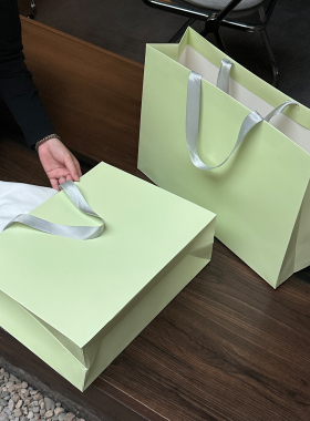 绿色新款服装店手提袋大容量时尚购物袋礼品袋手提袋定制印刷logo