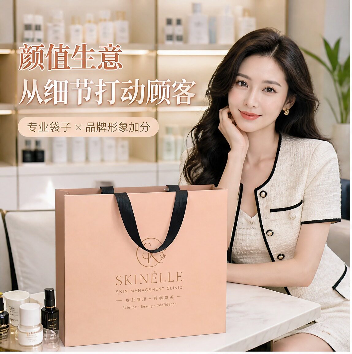 美容院手提袋定制礼品袋纸袋加厚护肤品美妆购物袋包装袋子X184