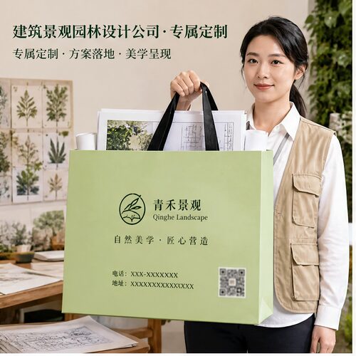 建筑设计公司手提袋定制纸袋大号图纸资料包装袋环保手拎袋子X333