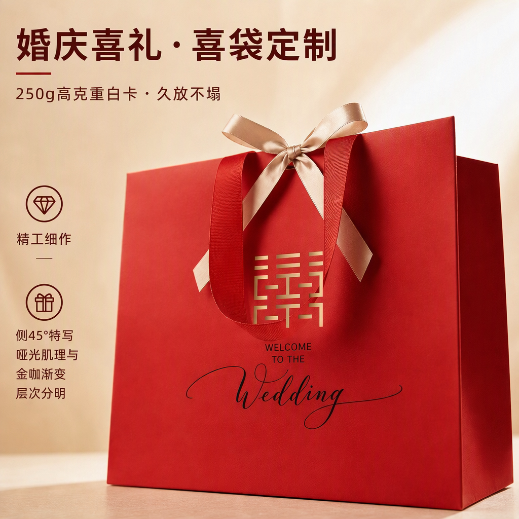 婚庆红色手提袋结婚伴手礼订婚礼品礼物高端纸袋高级包装批发L4