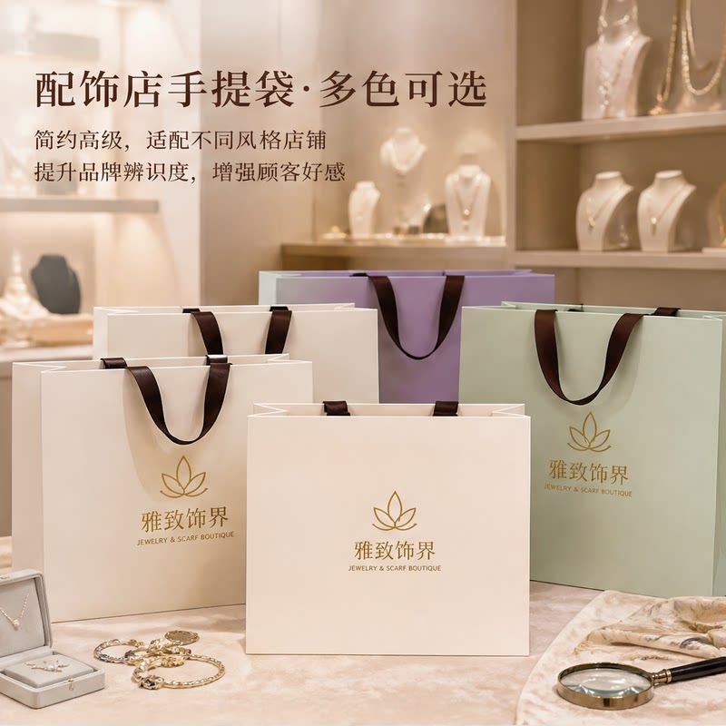 精致饰品店手提袋纸袋定制珠宝店礼品袋黄金珍珠项链包装袋X187