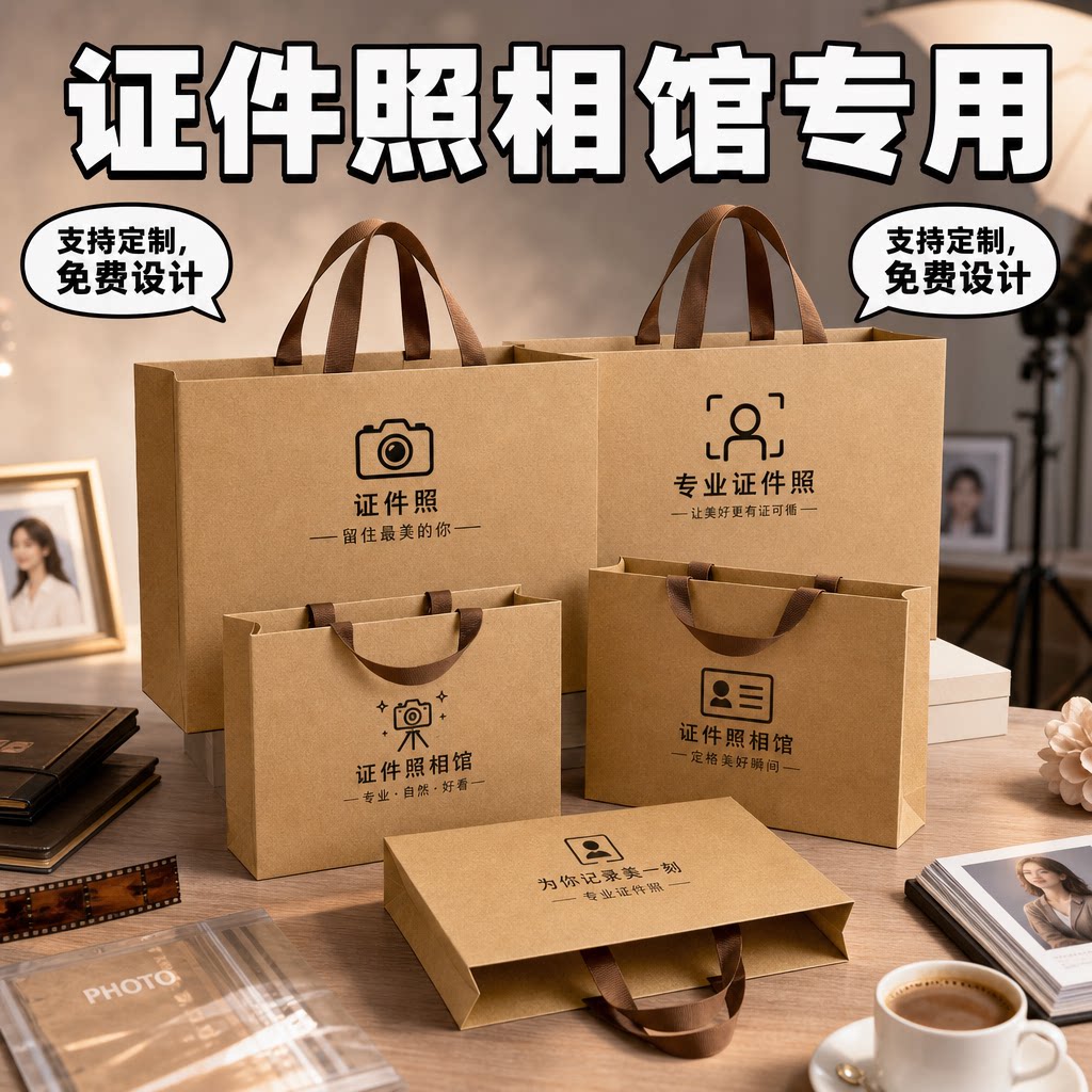 高端证件照相馆手提袋纸袋定制精美写真相册购物袋相框礼品袋X301