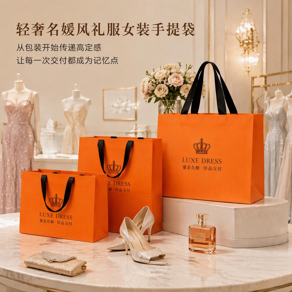轻奢名媛风礼服店手提袋子定制女装店礼品袋加厚购物袋印logoX185