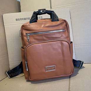出口外贸欧美品牌纯原单棕色男女通用通勤上班电脑背包优质双肩包