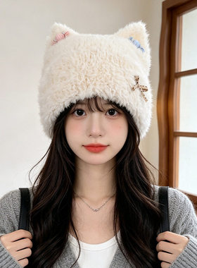 冬季保暖护耳帽子女甜美可爱猫