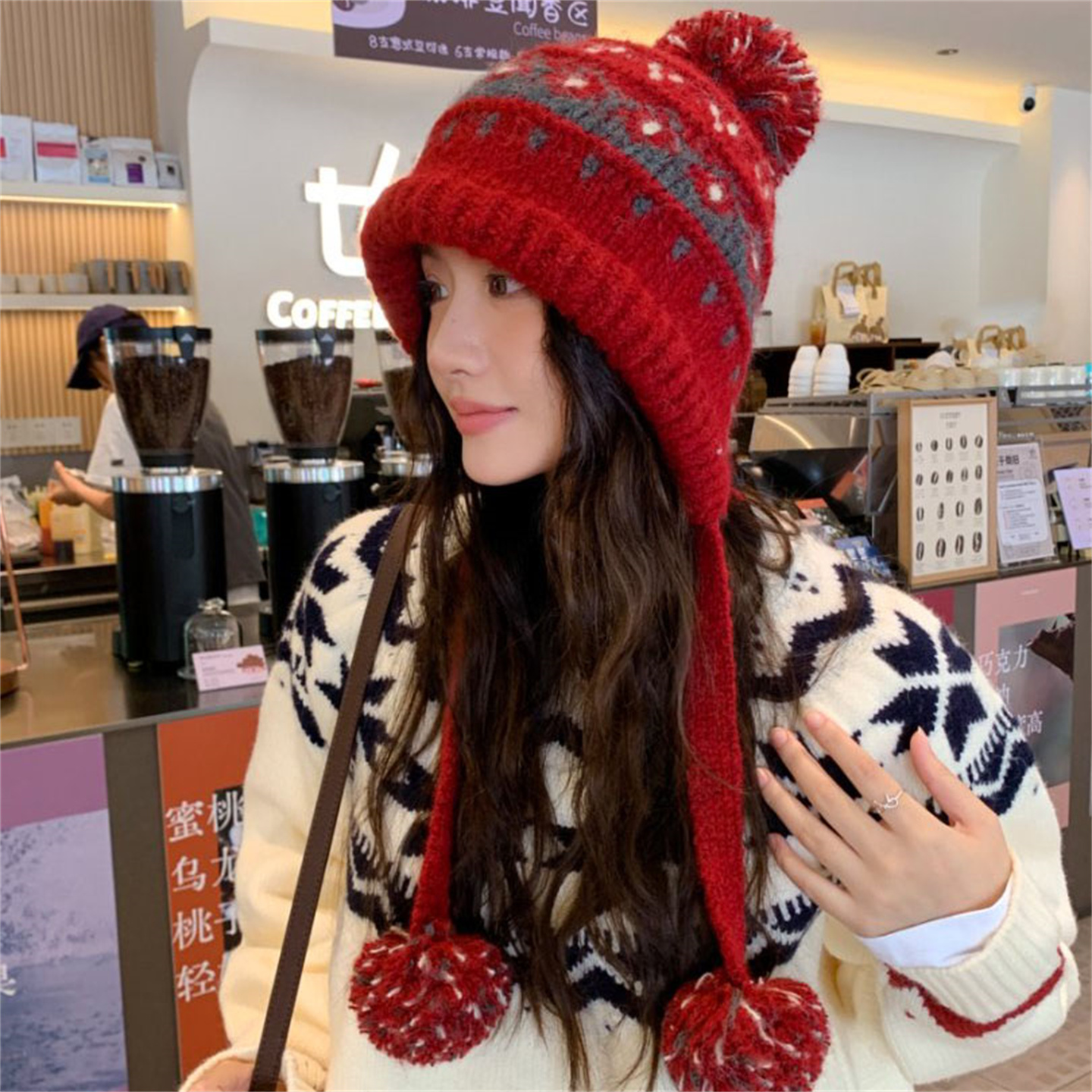 秋冬新款针织包头帽女出游护耳