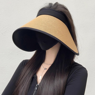 草帽空顶防晒帽女防紫外线女2026新款遮阳帽太阳帽子遮脸大帽檐夏