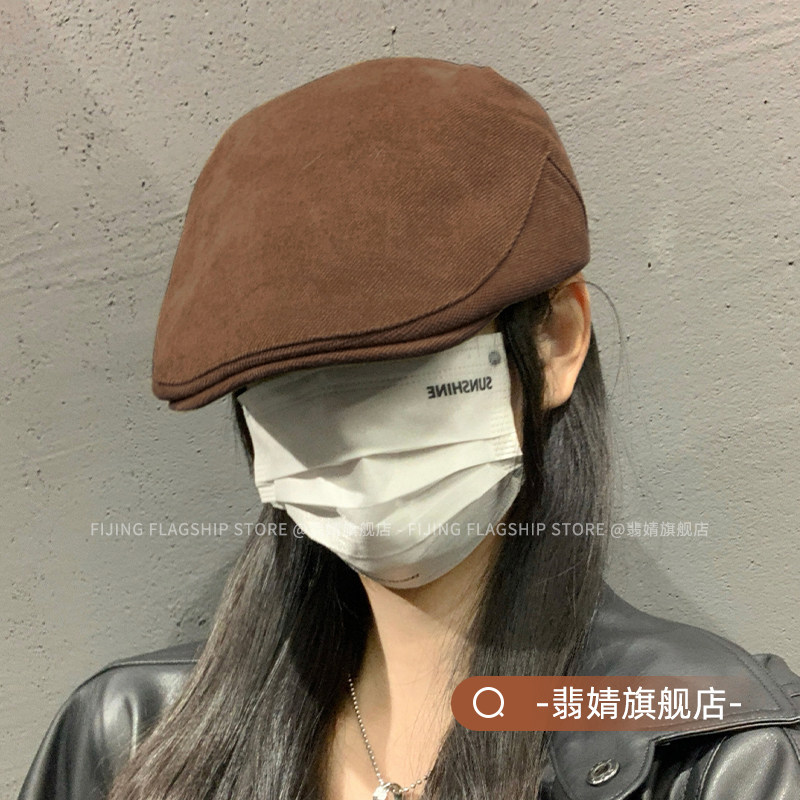 前进帽女2026春夏新款反戴贝雷帽显脸小复古气质报童帽子棕色秋冬图片