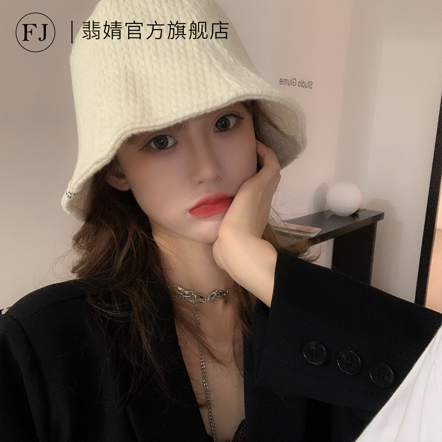 渔夫帽女2026新款秋冬季毛绒冷帽子显脸小加厚保暖大头围鱼夫盆帽