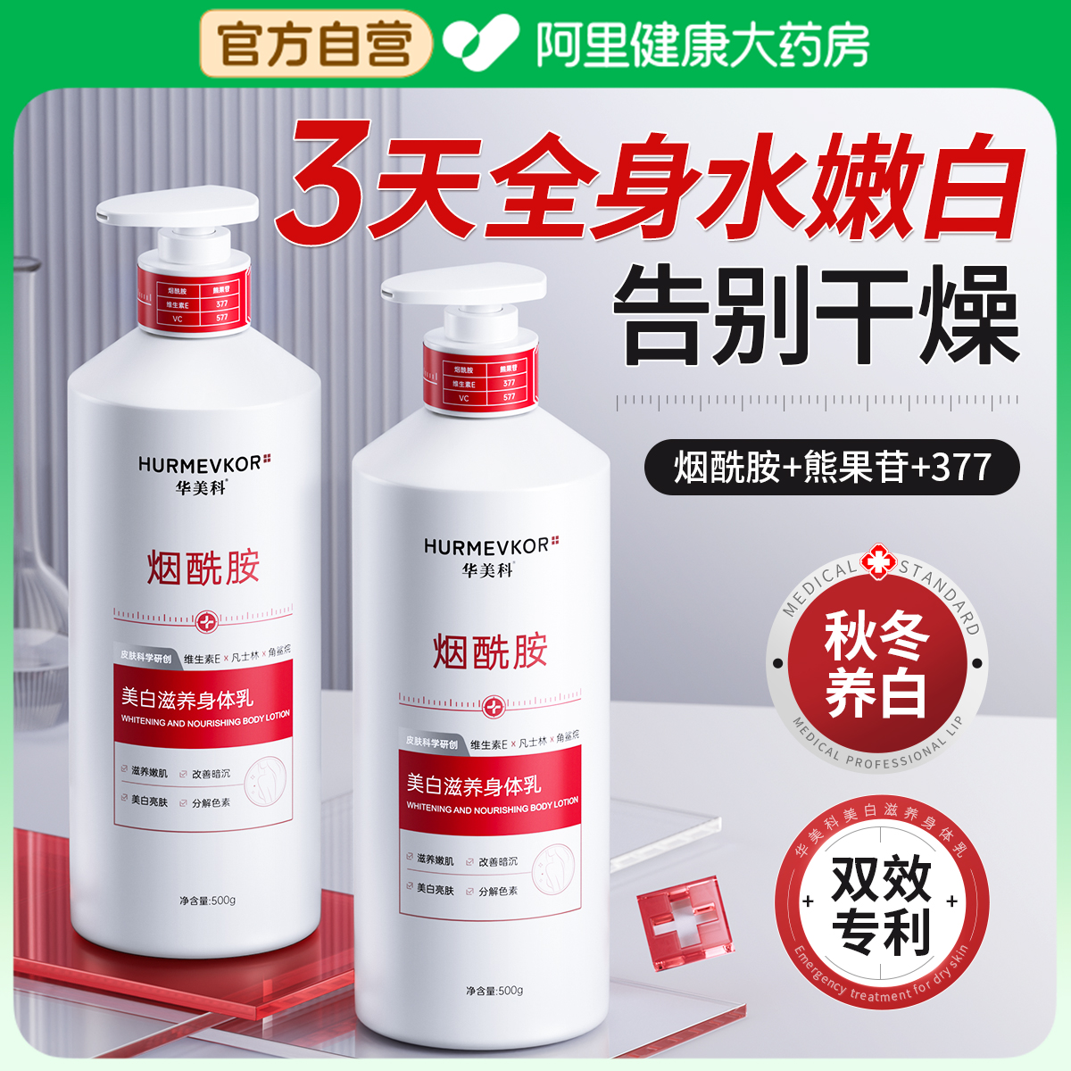 烟酰胺美白身体乳保湿补水男全身冷白皮变白神器女正品官方旗舰店