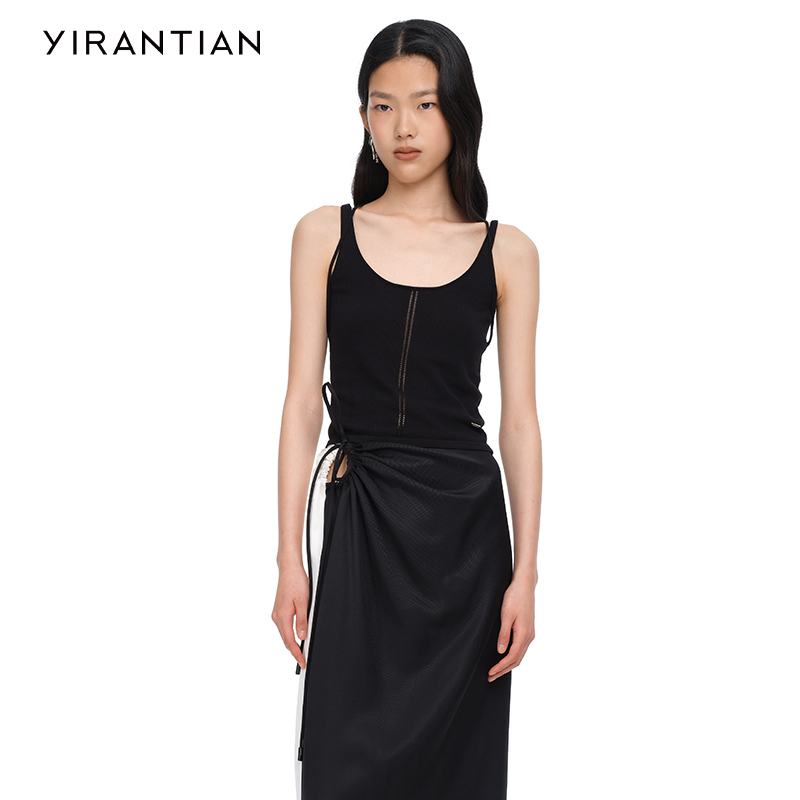【YIRANTIAN】设计师质感简约休闲设计感绑带针织背心吊带女