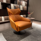 意式 极简单人真皮沙发椅家用休闲椅电脑书桌椅客厅办公室洽谈椅