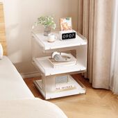 轻奢风床头置物架卧室实木床头柜家用极窄创意床边收纳储物柜