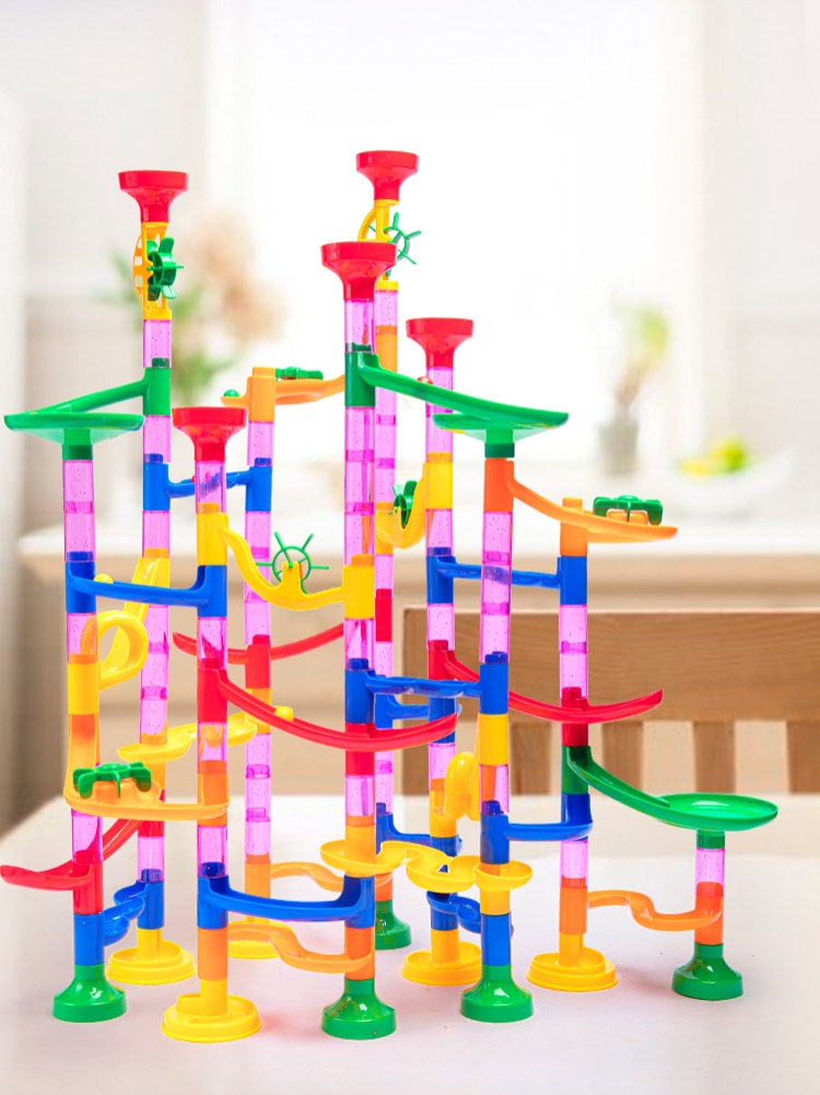 百变积木塔儿童滚珠轨道旋转拼装搭建积木塔3到6岁男孩益智玩具
