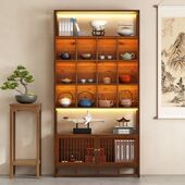 实木博古架新中式 茶室茶叶置物架茶架展示柜隔断酒柜