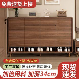 全实木鞋柜加高家用门口入户室内玄关柜一体大容量定制储物