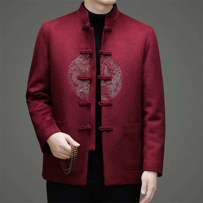 恒源祥2025鹅绒内胆高端唐装外套男士保暖冬装中国风羊毛呢大衣荣,男装,中山装,淘宝优惠券,粉丝福利购,淘宝优惠卷