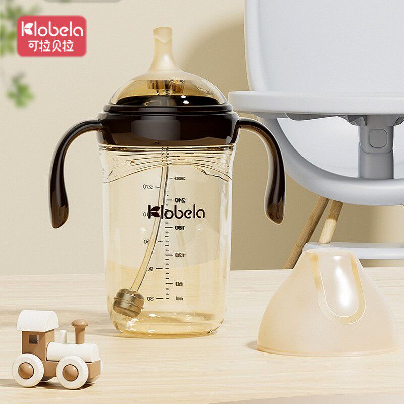 可拉贝拉宝宝吸管奶瓶一岁以上防呛防胀气婴儿大口径耐摔塑料奶瓶