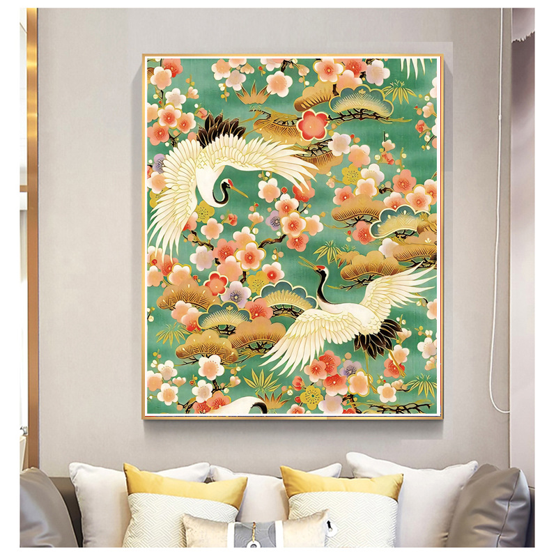 仙鹤祥云卧室串珠绣松鹤延年