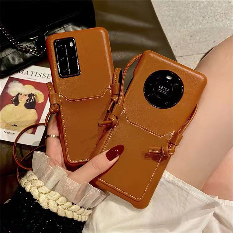适用于华为Pura90手机壳斜挎可背带挂绳Mate60Pro保护套P70插卡高级Mate50斜跨简约创意HUAWEI女时尚