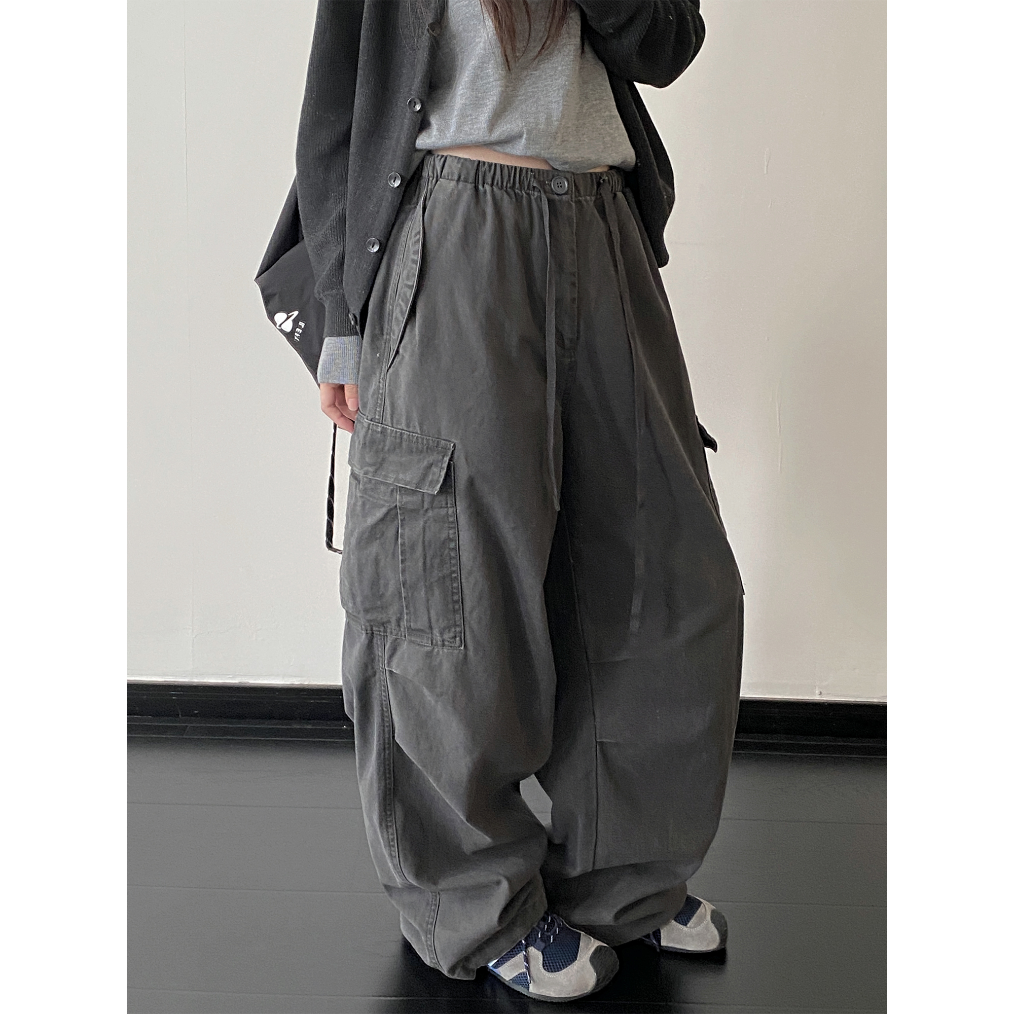 水洗宽松工装裤男女街头阔腿裤子