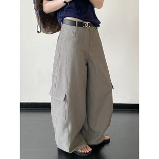 裤 sun柚 型显瘦口袋工装 &重工高腰立体拼接设计好版 子 翘臀雅痞裤