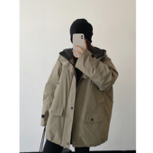 冬季 外套白鸭绒防风冲锋衣美式 复古宽松中长款 sun柚 工装 羽绒服女