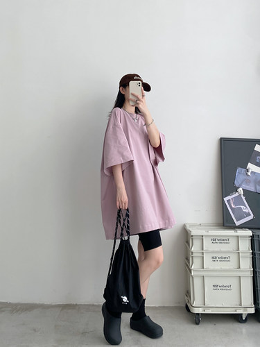 经典宽领大廓形重磅全棉短袖T恤