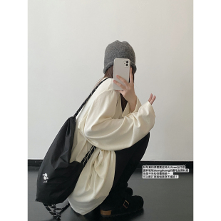 sun柚 磨毛duangduang打底 软糯Q弹盖pp松弛叠穿打底衫大T恤百搭