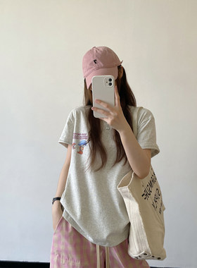 棉趣味彩色印花T恤休闲上衣女